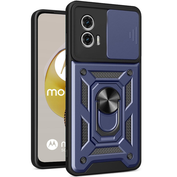 Etui pancerne do Motorola Moto G73 5G, CamShield Slide, niebieskie