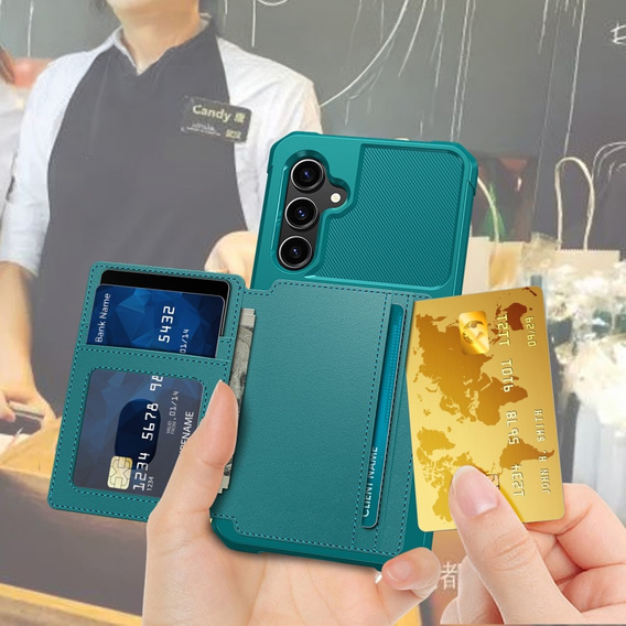 Etui do Samsung Galaxy S23 FE, Card Holder Kickstand, zielone