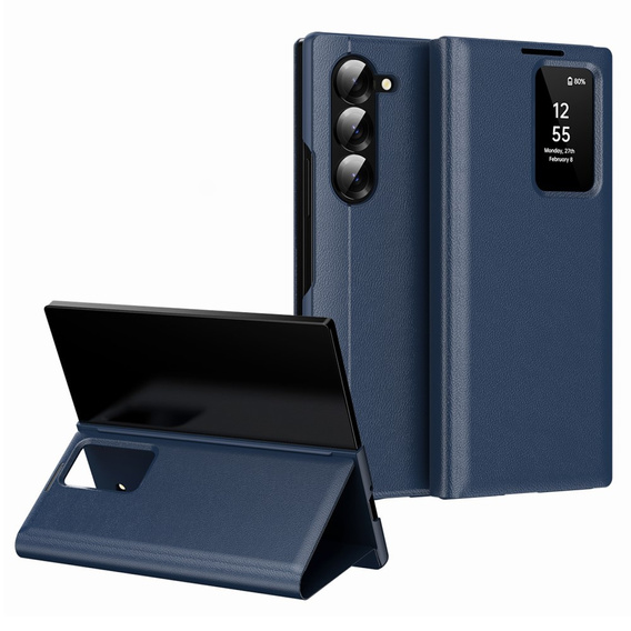 Etui z klapką do Samsung Z Fold5 5G, Smart View Wallet, granatowe
