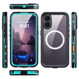 Etui do iPhone 17, Wodoodporne IP68, SHELLBOX MagSafe, niebieskie