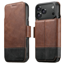 Etui z klapką 2w1 do iPhone 17 Pro, SUTENI, do MagSafe, brązowe