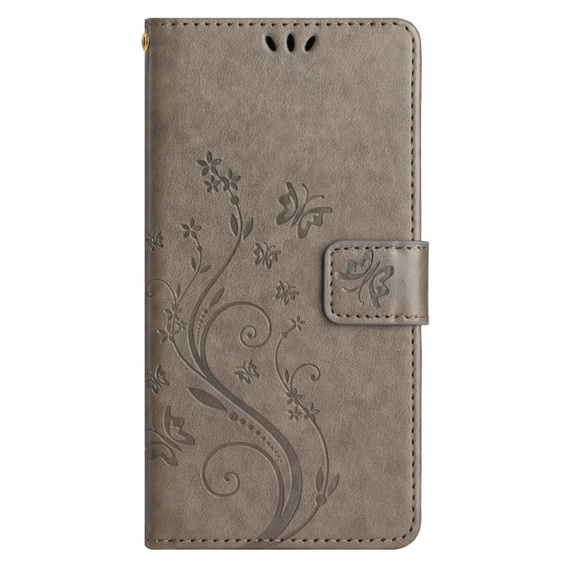 Etui z klapką do Samsung Galaxy A14 4G/5G, Butterfly, szare