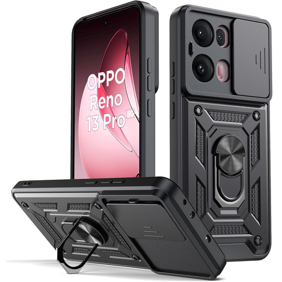 Etui pancerne do Oppo Reno 13 Pro, CamShield Slide, czarne
