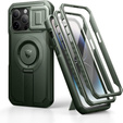 Etui pancerne do iPhone 14 Pro Max, Dexnor CamProtect MagSafe, zielone (Dwie ramki)