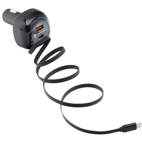 Ładowarka samochodowa Forcell F-Energy Alu ze zwijanym kablem USB-C 75 W