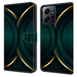 Etui z klapką do Xiaomi Redmi Note 12 4G, Wallet, Contour zielone / złote