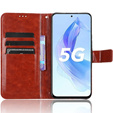 Etui z klapką do Honor 90 Lite 5G, Crazy Horse Wallet, brązowe