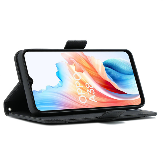 Etui z klapką do Oppo A38 4G / Oppo A18 4G, Card Slot, czarne