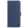 Skórzane Etui KHAZNEH RFID do OnePlus 12R, Litchi Texture, niebieskie