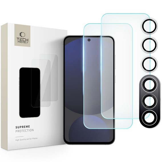 2x Szkło Tech-Protect + szkło na aparat, Supreme set, do Samsung Galaxy S24 FE, przezroczyste