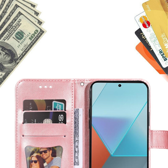 Etui z klapką do Xiaomi Redmi Note 13 Pro 5G, Mandala, różowe rose gold