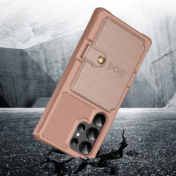 Etui do Samsung Galaxy S25 Ultra z kieszenią na karty – różowe