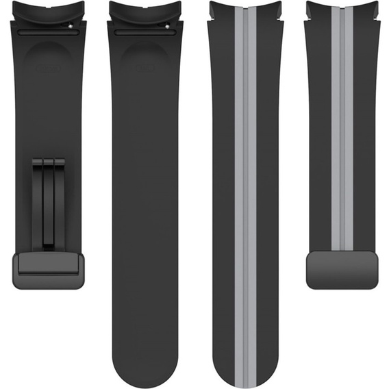 Pasek Silikonowy do Samsung Galaxy Watch 4/5/6 40/42/43/44/45/46/47mm, Czarny / Szary