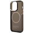 Etui GUESS do iPhone 14 Pro Max, Gold Outline Translucent MagSafe, czarne