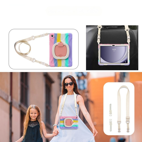 Etui do Samsung Galaxy Tab A9+ X210 / X215 / X216B, Pancerne obrotowe 360, Wielokolorowe