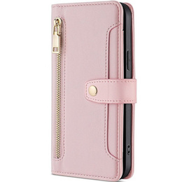 Etui z klapką do Samsung Galaxy S23, Wallet Zipper Pocket, różowe