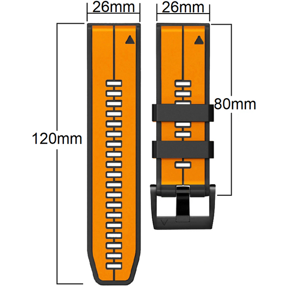 Pasek Silikonowy do Garmin Fenix 26mm, Orange