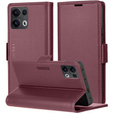 Etui do Oppo Reno 13 Pro, ERBORD Glossy Litchi, portfel z klapką, czerwone