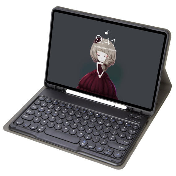 Etui z klawiaturą do iPad 10.2" 2021/2020/2019 (9/8/7 gen.) / Air 10.5" 2019 (3 gen.), Leather Pen Slot, czarne
