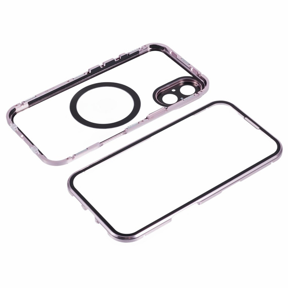 Etui Magnetic Dual Glass MagSafe do iPhone 16, różowe rose gold
