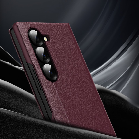 Etui z klapką do Samsung Z Fold5 5G, Smart View Wallet, bordowe