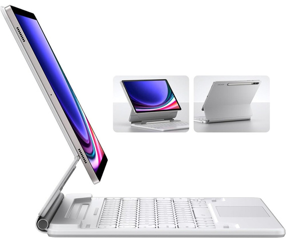 Etui z klawiaturą do Samsung Galaxy Tab S7+ / S7 FE / S9+ / S8+ / S9 FE+ / S10+, Dexnor Magnetic Keyboard Touchpad, białe