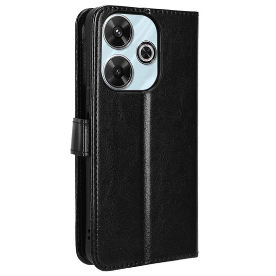 Etui z klapką do Xiaomi Redmi 13, Crazy Horse Wallet, czarne