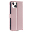 Etui z klapką do iPhone 15, Wallet Zipper Pocket, różowe