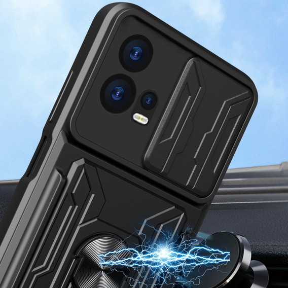 Etui pancerne do Motorola Edge 30 Fusion 5G, Camera Slide Card Slot, czarne