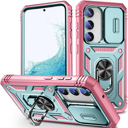 Etui pancerne do Samsung Galaxy S23, CamShield Slide, zielone / różowe