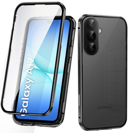 Etui do Samsung Galaxy A17 5G, Magnetic Dual Glass, przezroczyste z czarnymi bokami