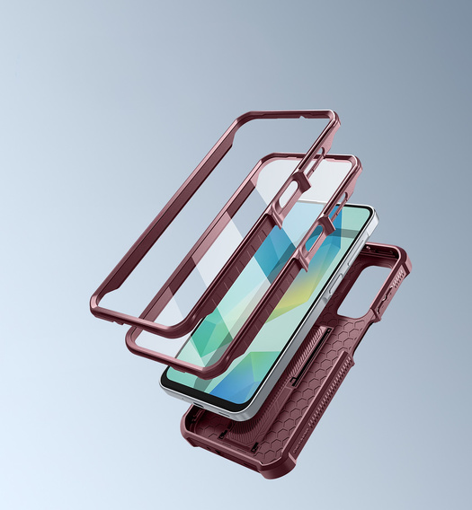 Etui pancerne do Samsung Galaxy A16 / A16 5G, Dexnor Full Body (Two Frames), czerwone