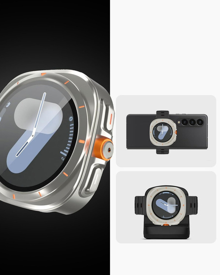 2w1 Etui + Szkło Hartowane do Samsung Galaxy Watch 7 40mm, Tytanowe złoto