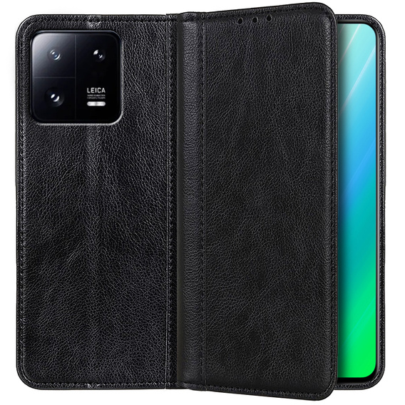 Etui do Xiaomi 13, Wallet Litchi Leather, czarne