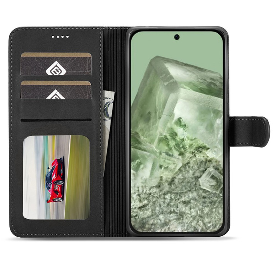 Etui z klapką do Google Pixel 8A, LC.IMEEKE, czarne