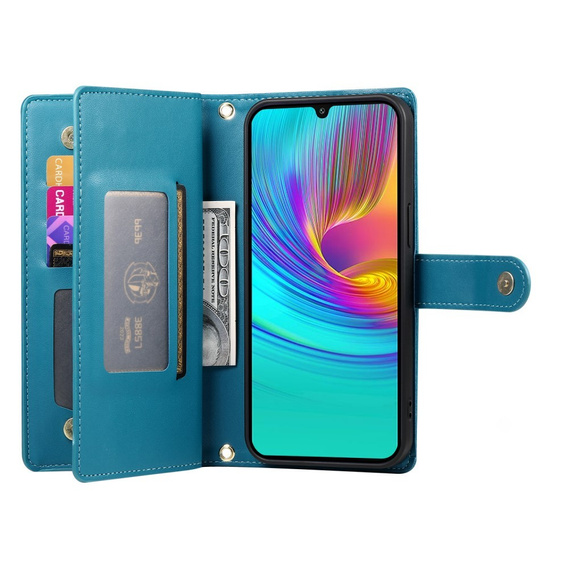 Etui z klapką do Samsung Galaxy A36 5G, Wallet Zipper Pocket, niebieskie