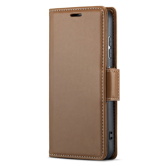 Etui do Xiaomi Redmi Note 13 Pro 5G, ERBORD Glossy Litchi, portfel z klapką, brązowe