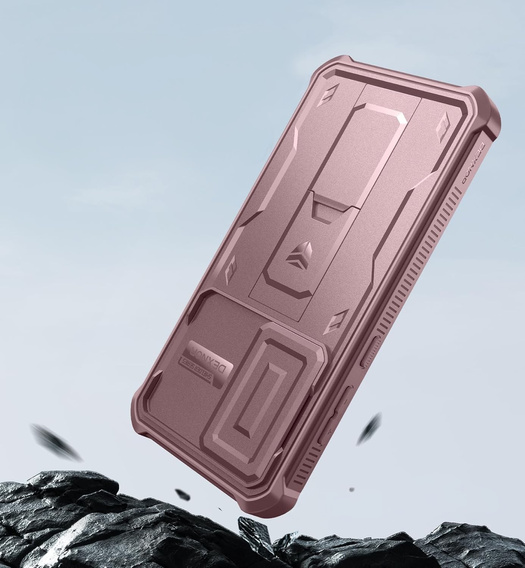 Etui pancerne do Samsung Galaxy S24 FE, Dexnor Full Body (Two Frames), różowe rose gold