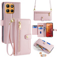 Etui z klapką do Motorola Moto G15 / G15 Power, Wallet Zipper Pocket, różowe