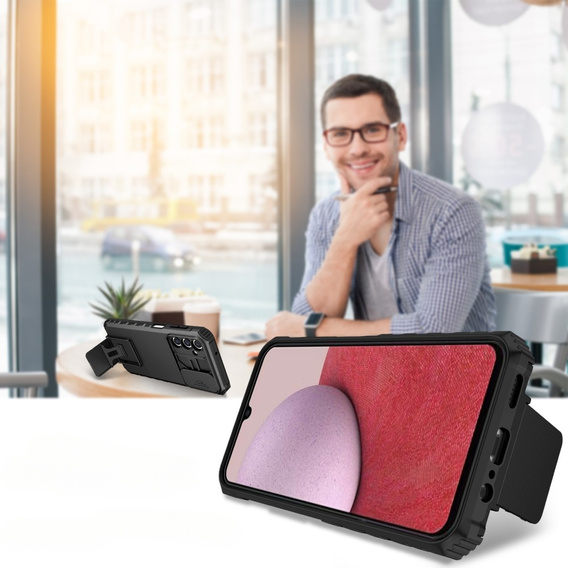 Etui pancerne do Samsung Galaxy A14 4G/5G, Camshield z podstawką, Czarne