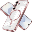 Etui do Samsung Galaxy S25, Electro MagSafe, różowe rose gold + Szkło na ekran