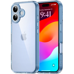 Etui do iPhone 17, z osłoną aparatu, przezroczyste z niebieskimi bokami