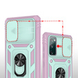 Etui pancerne do Samsung Galaxy S20 FE, CamShield Slide, zielone/różowe