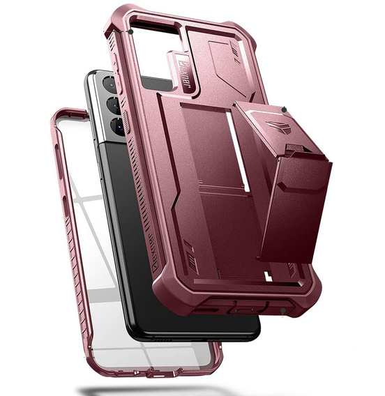 Etui pancerne do Samsung Galaxy S21, Dexnor Full Body, czerwone