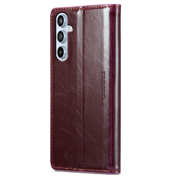 Etui z klapką do Samsung Galaxy A54, ERBORD Waxy Wallet, czerwone