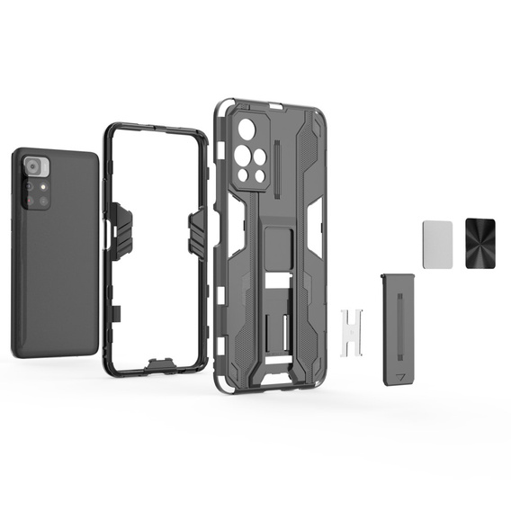 Etui do Xiaomi Poco M4 Pro 5G / Redmi Note 11S 5G, Military kickstand, czarne