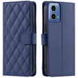 Etui z klapką do Motorola Moto G24 / G24 Power / G04, Rhombus Crossbody Leather, niebieskie