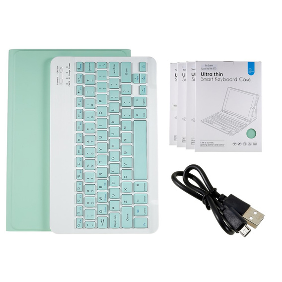 Etui z klawiaturą do Lenovo Tab M10 Plus Gen 3 TB-125F TB-128F, zielone
