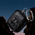 Etui z czaszką do AirPods 4 – stylowa ochrona z karabińczykiem - czarne