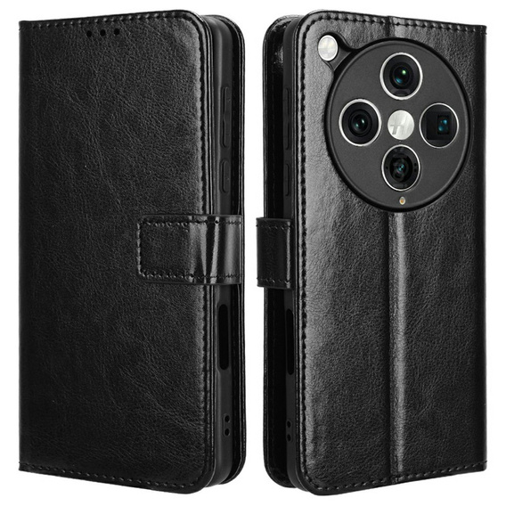 Etui z klapką do Oppo Find X8 Pro, Crazy Horse Wallet, czarne